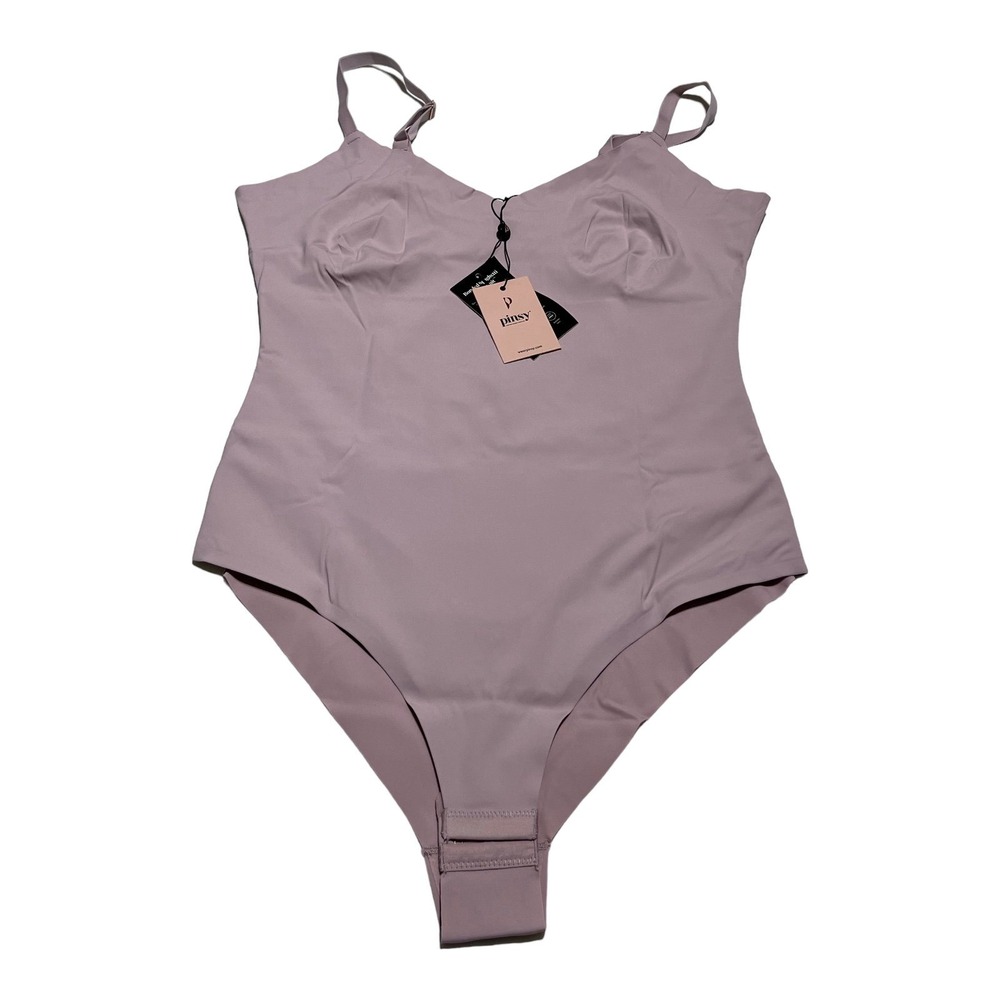 Pinsy V Neck Spaghetti Strap Hourglass Shapewear Bodysuit LARGE LILAC CHEEKY